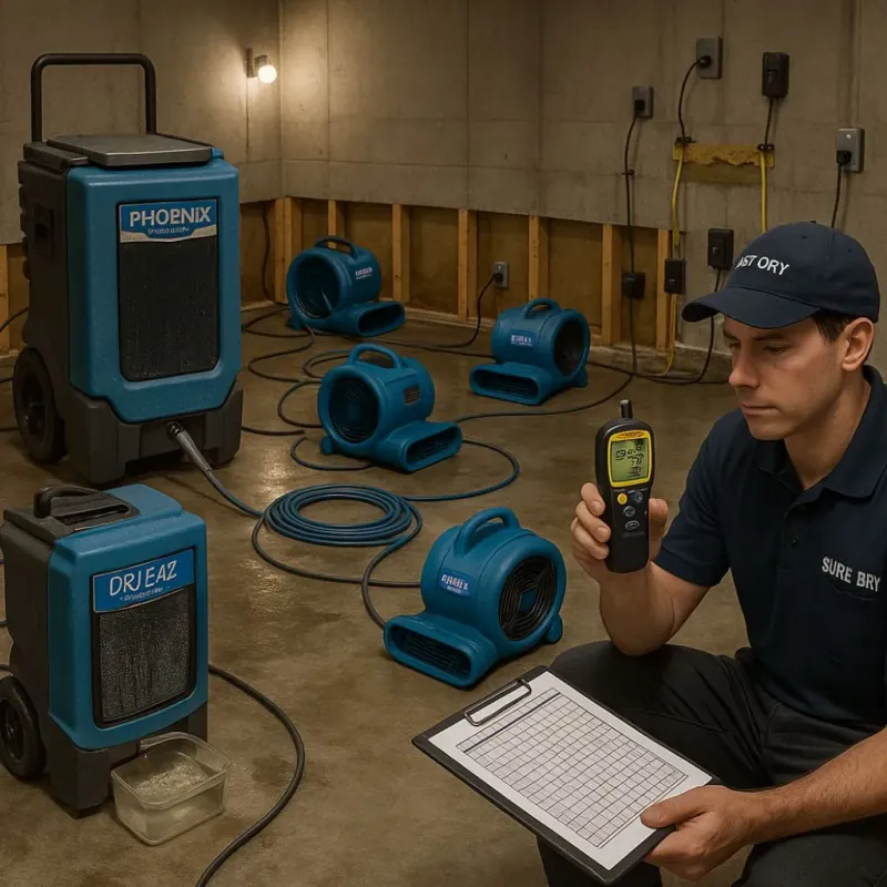 Structural Drying and Dehumidification process in Bells, TN